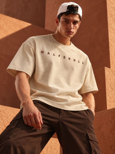 Halfskull official beige oversize size tshirt