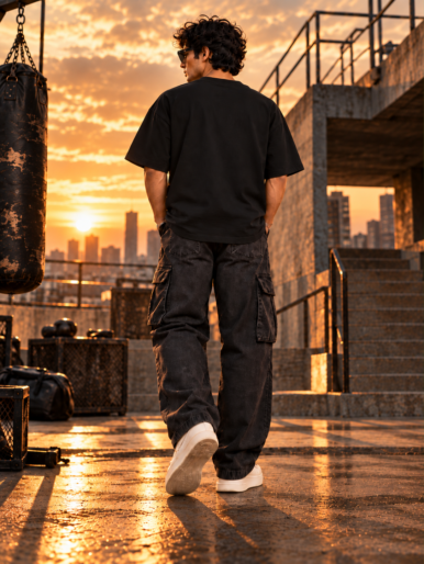 Halfskull premium black oversize tee