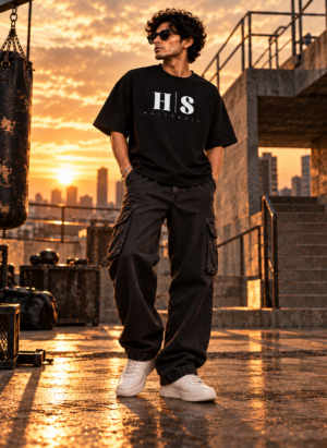 Halfskull premium black oversize tee