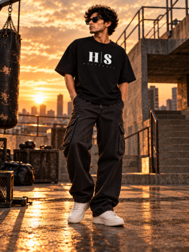 Halfskull premium black oversize tee