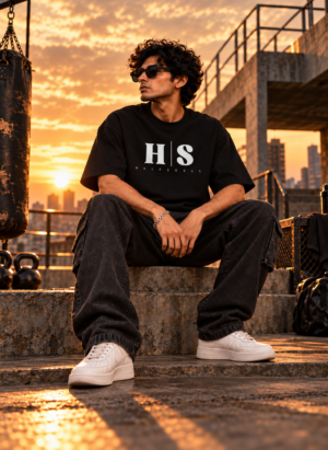 Halfskull premium black oversize tee