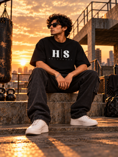 Halfskull premium black oversize tee