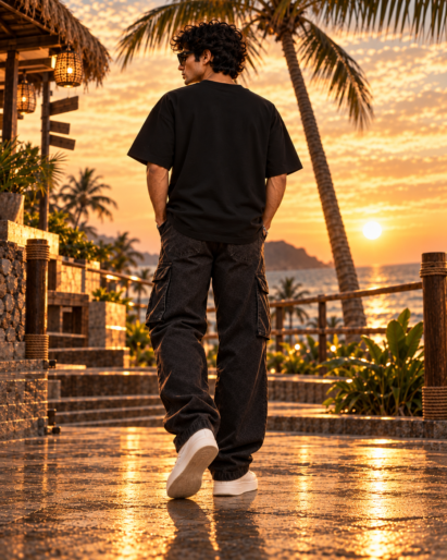 Island vibes black oversize tee