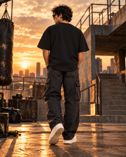 Knockdown black oversize tee