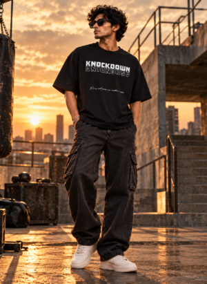 Knockdown black oversize tee