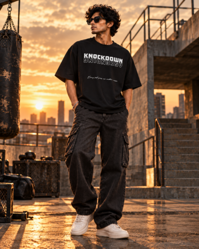 Knockdown black oversize tee
