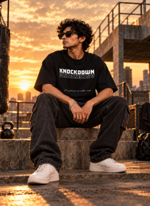 Knockdown black oversize tee