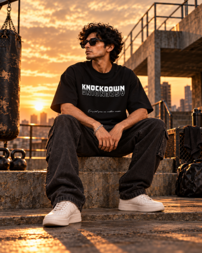 Knockdown black oversize tee