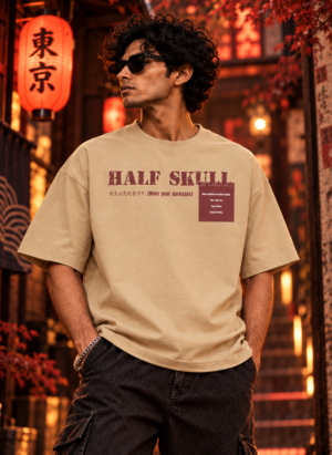 Midnight dark Tokyo beige oversize tshirt