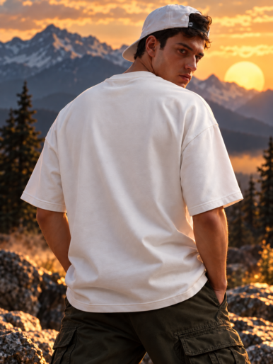 Mountain adventures white oversize size tee