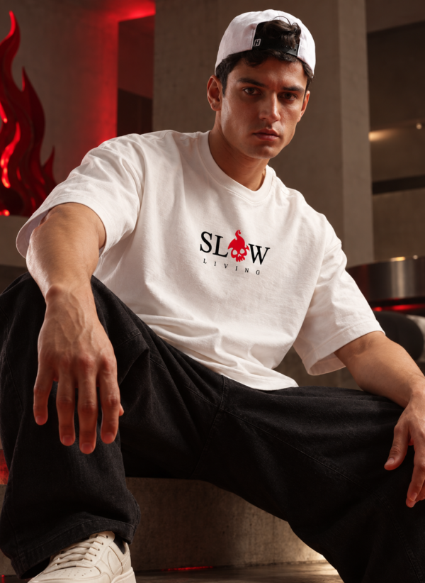 Slow living white oversized tee