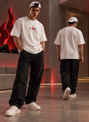 Slow living white oversized tee