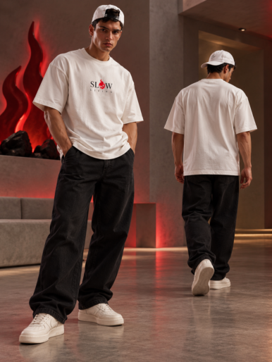 Slow living white oversized tee